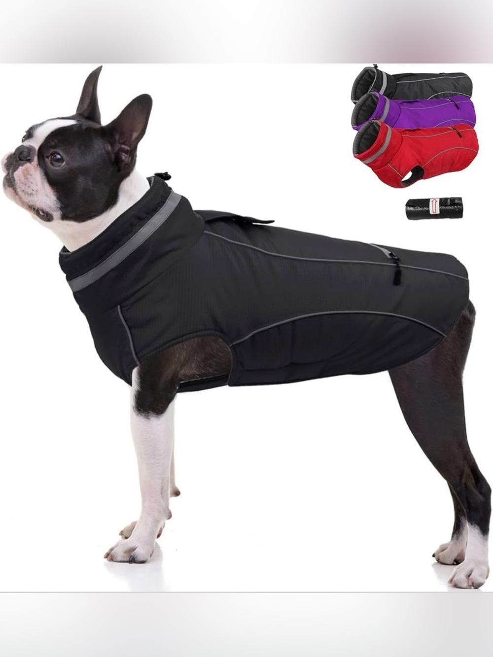 PETDSH Waterproof Dog Coat, Turtleneck Warm Dog Jacket, Dogs Winter Coat with Po